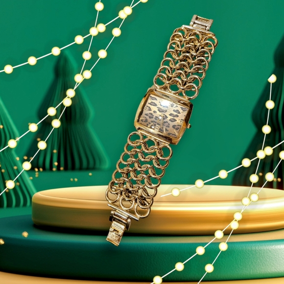 Watch -Thick Wide Link Animal Print Watch..New Battery - Picture 11 of 14